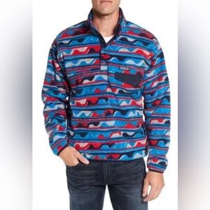 Patagonia Men’s Synchilla Snap-T Pullover Delta Wave Navy Blue Red White XXL